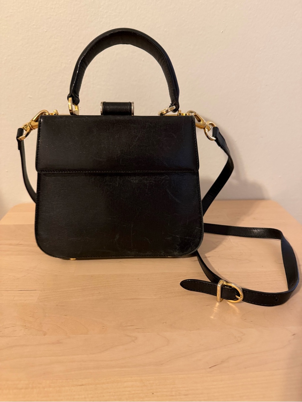 Salvatore Ferragamo Leather Top-Handle Women's Bag with Gold Hardware